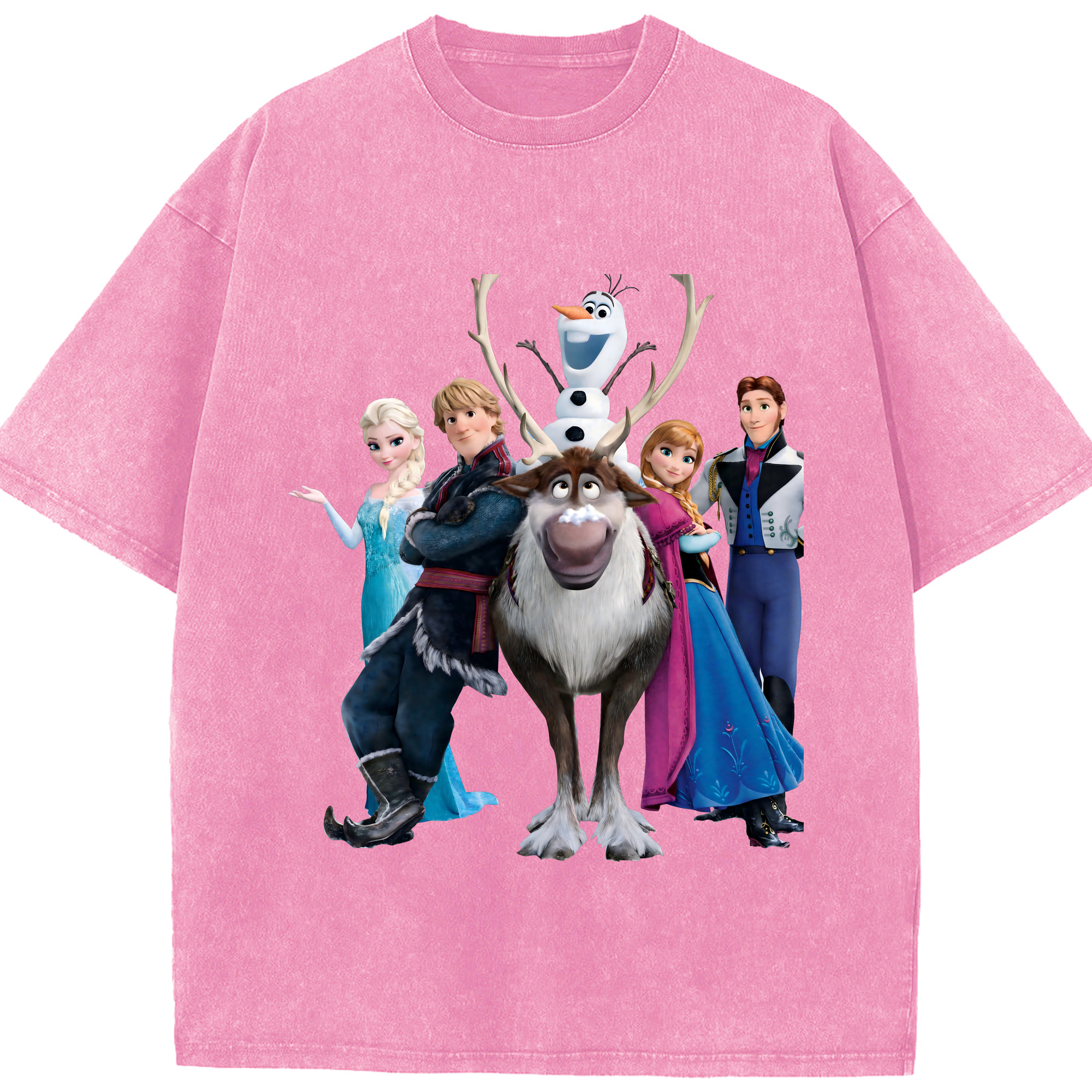（画像用） アナと雪の女王 アンナ エルサ Frozen Anna Elsa 綿100% ヴィンテージ風 半袖Tシャツ（フロントプリント）